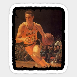 Jerry West - Vintage Design Of Basketball Sticker